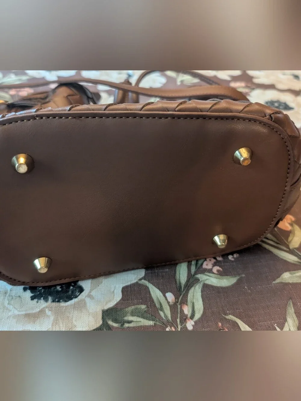 Urban Expressions Chocolate Brown Woven Vegan Leather Bag Purse